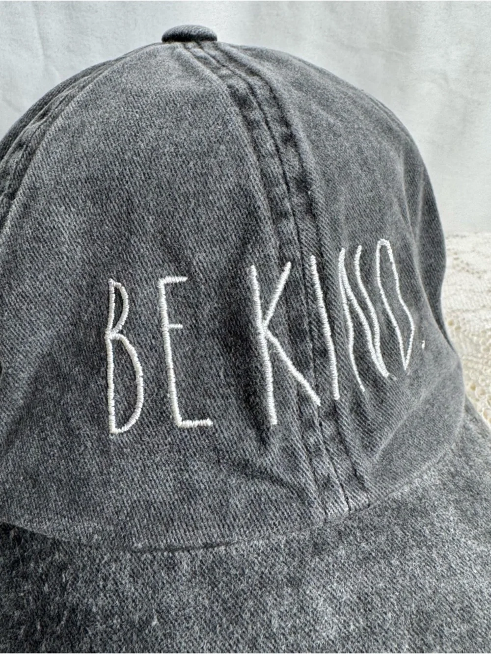 Rae Dunn “Be Kind” Gray Distressed Baseball Cap Adjustable Women’s Hat - Picture 2 of 12